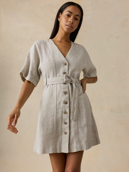 Sun Strider Linen Camille Mini Dress - Flax