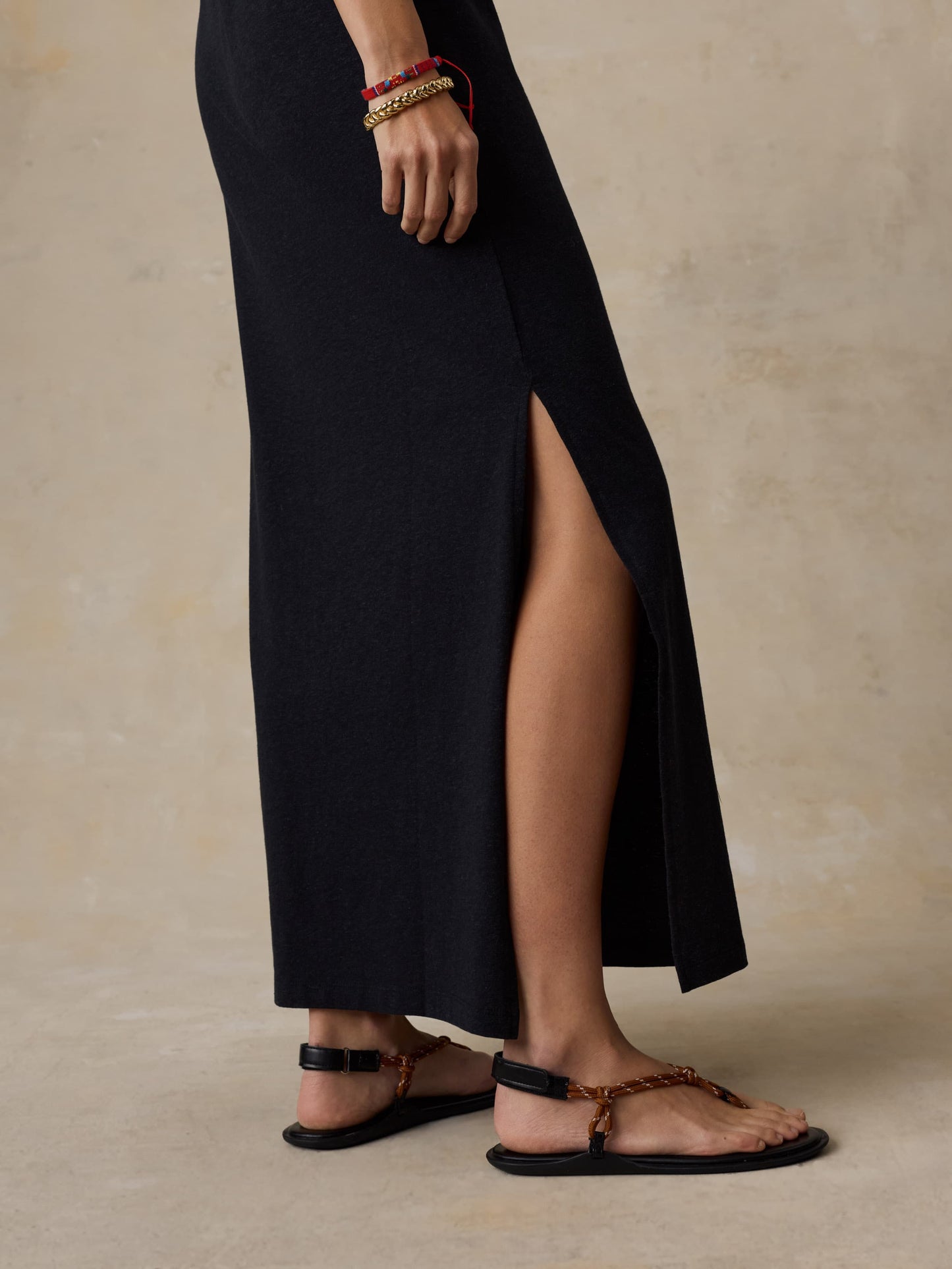 Cotton Hemp Tank Dress - Black