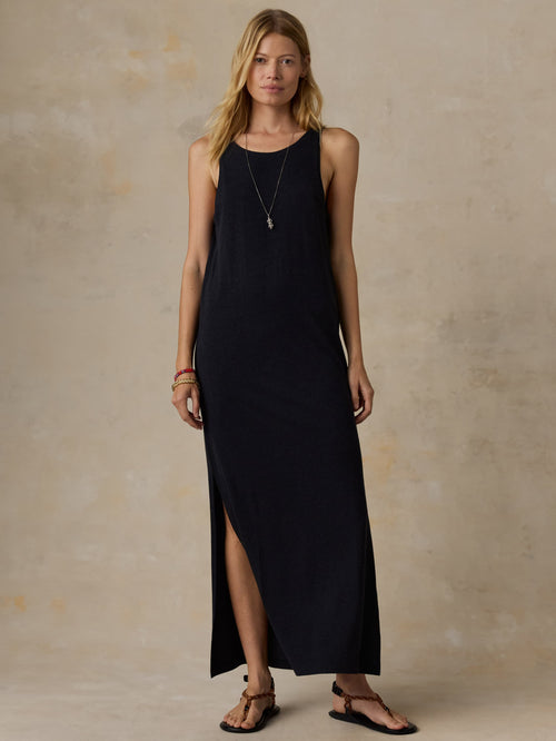 Cotton Hemp Tank Dress - Black