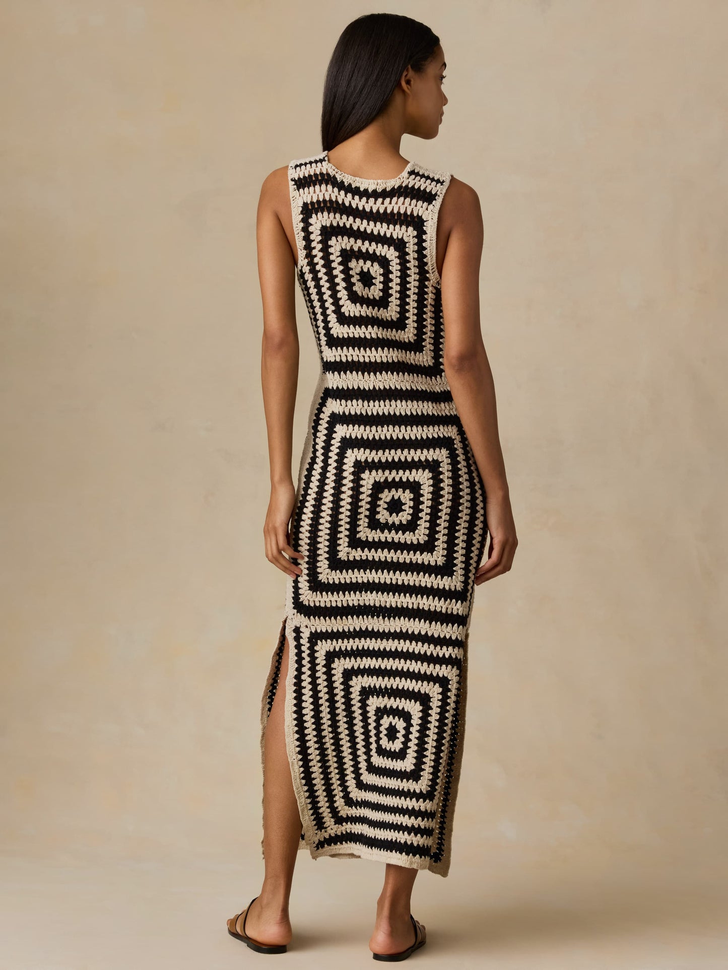 Seacoast Crochet Column Dress - Midnight Labyrinth