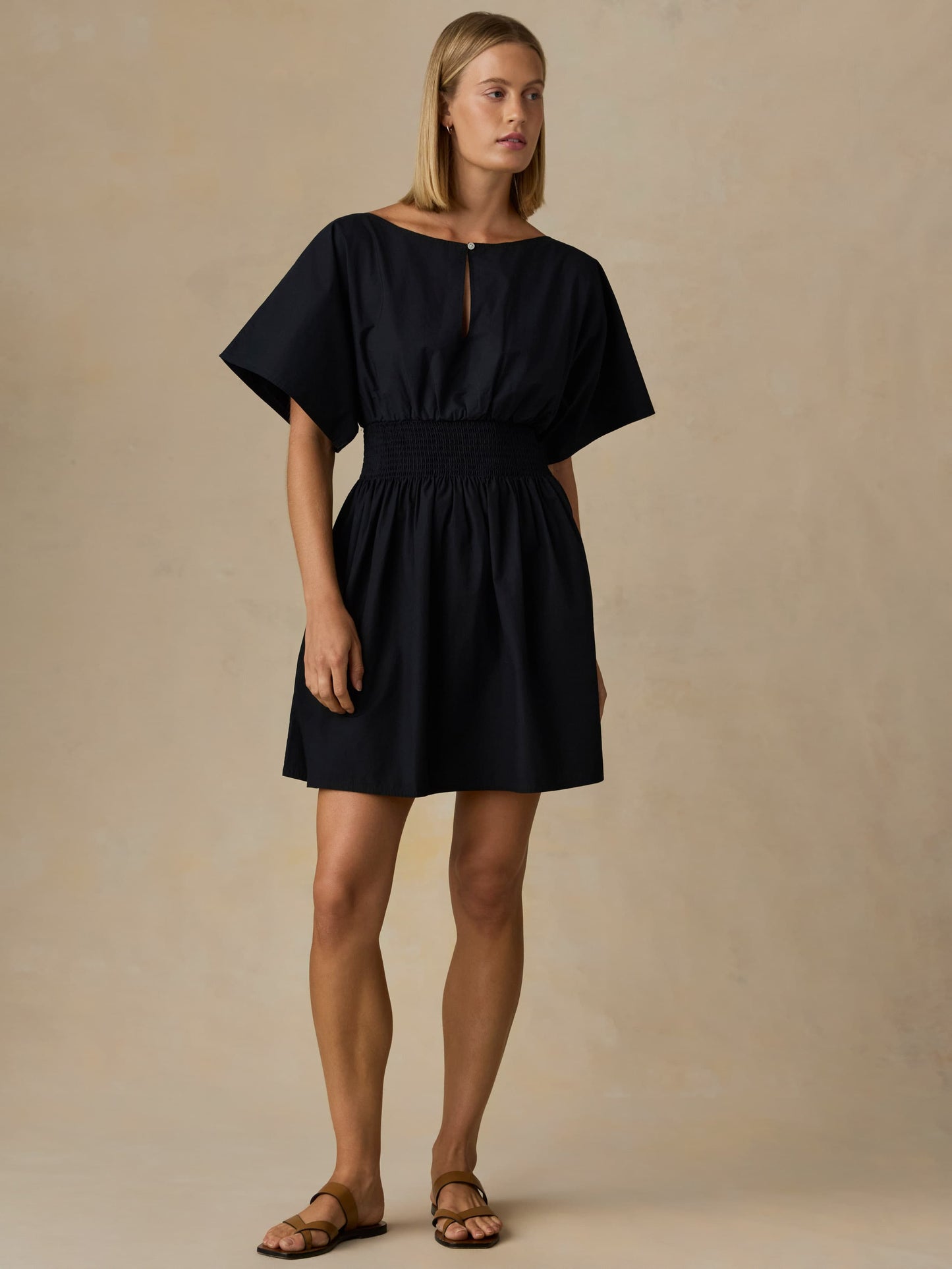 Coastal Poplin Elia Mini Smocked Dress - Black