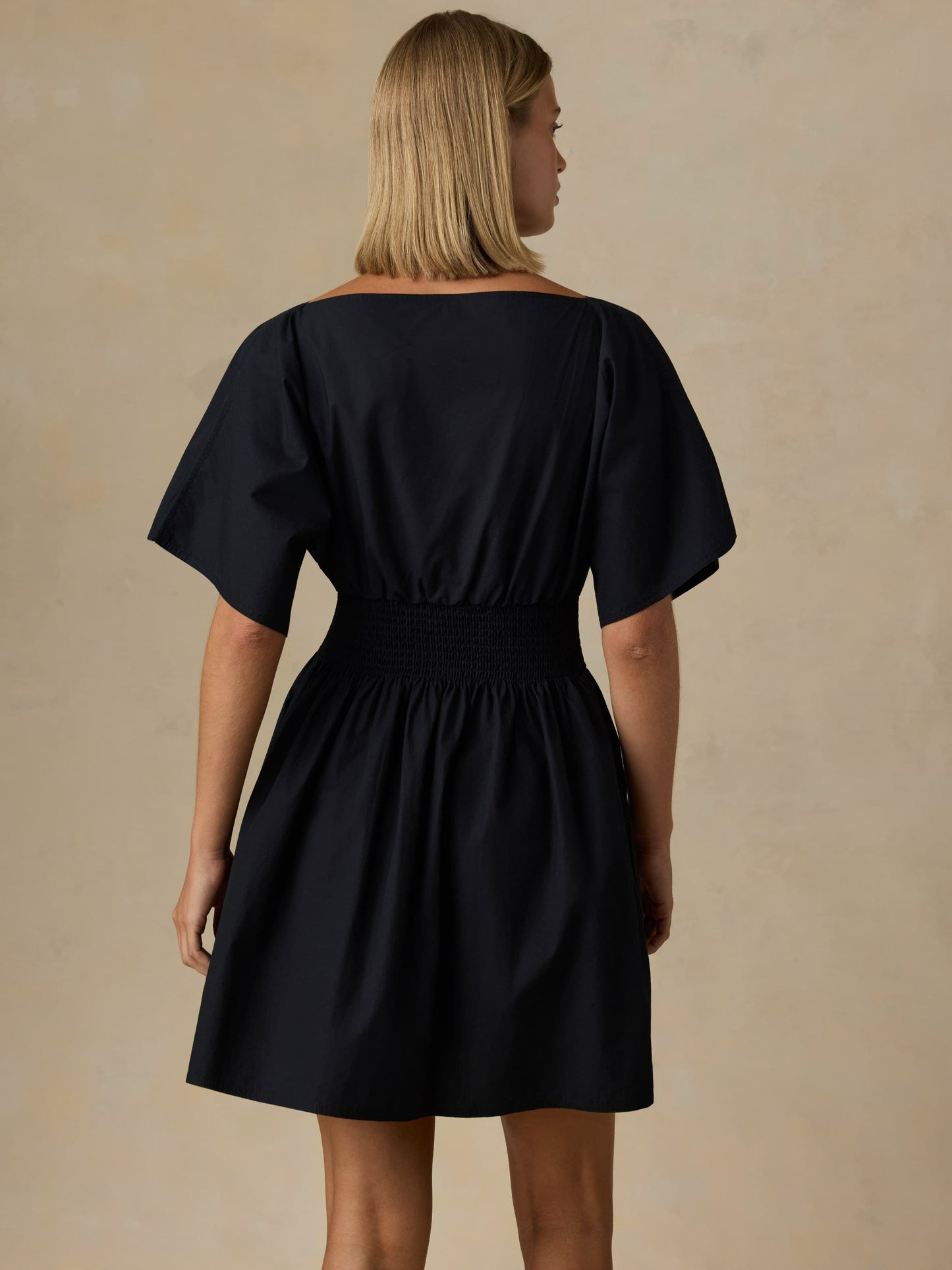 Coastal Poplin Elia Mini Smocked Dress - Black