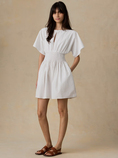 Coastal Poplin Elia Mini Smocked Dress - White