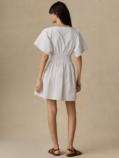 Coastal Poplin Elia Mini Smocked Dress - White