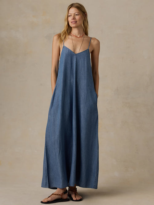 Tried & True Chambray Slip Dress - River Mist Wash