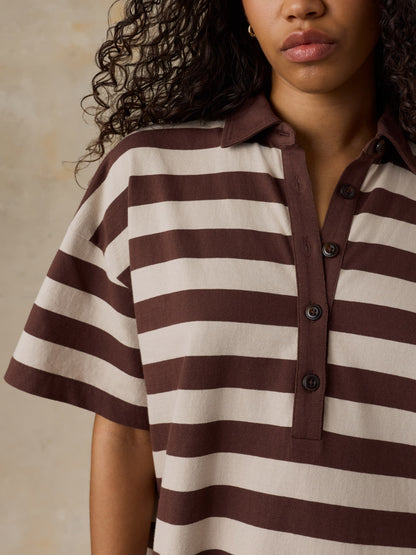 Recycled Cotton Knit Dress - Espresso Stripe