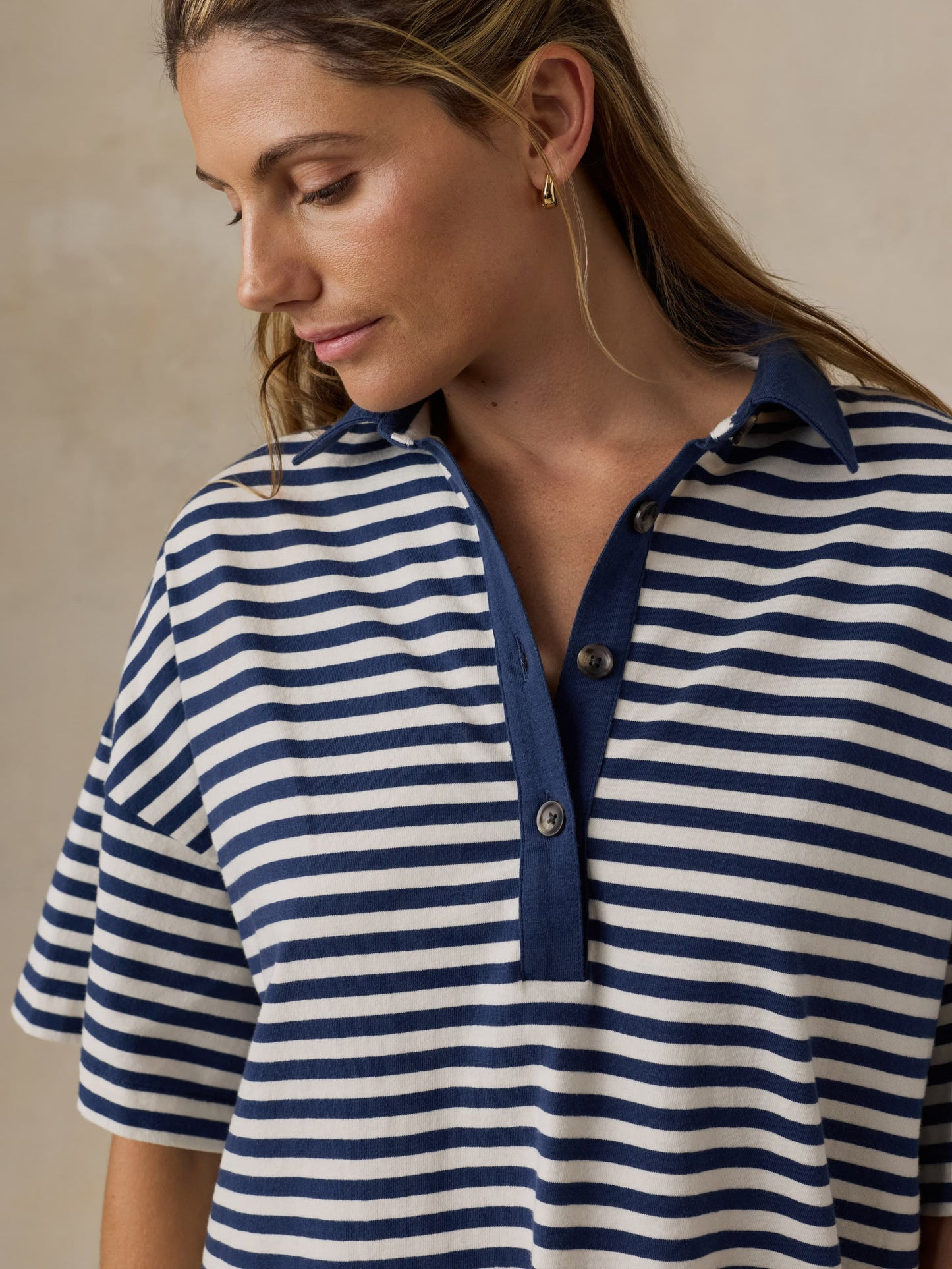 Recycled Cotton Knit Dress - Shadow Bay Stripe