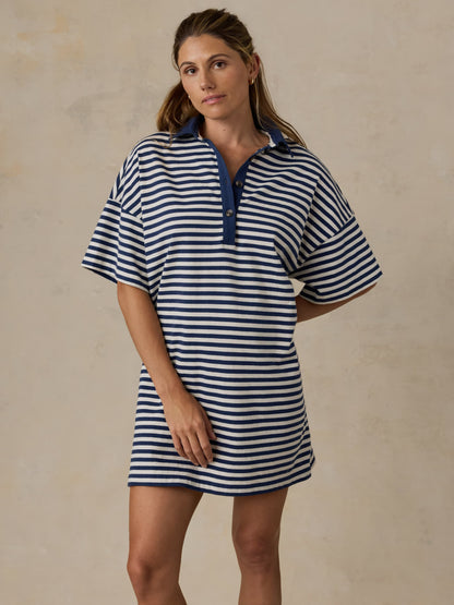 Recycled Cotton Knit Dress - Shadow Bay Stripe