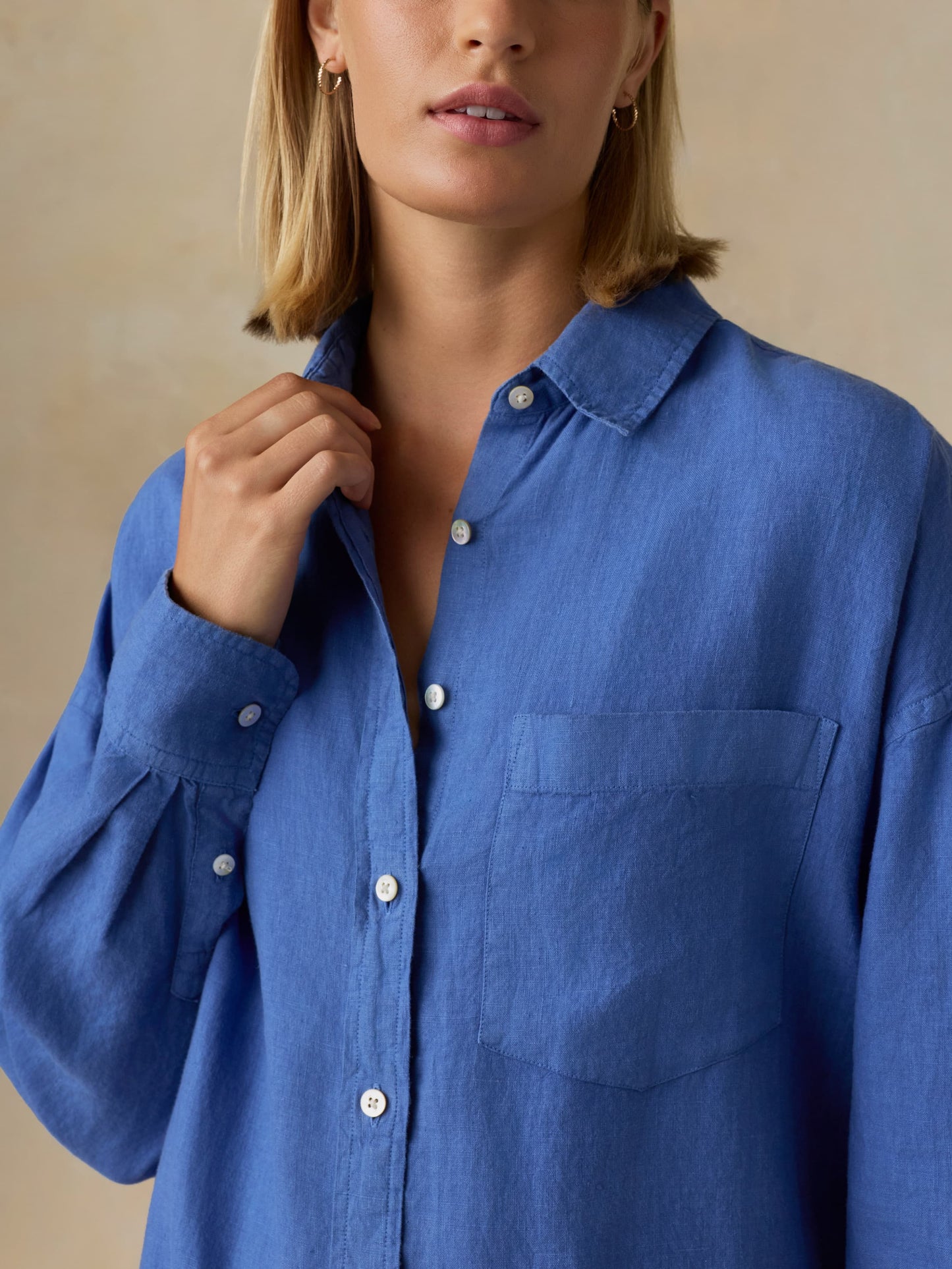 Laguna Linen Kova Shirtdress - Paradise Blue