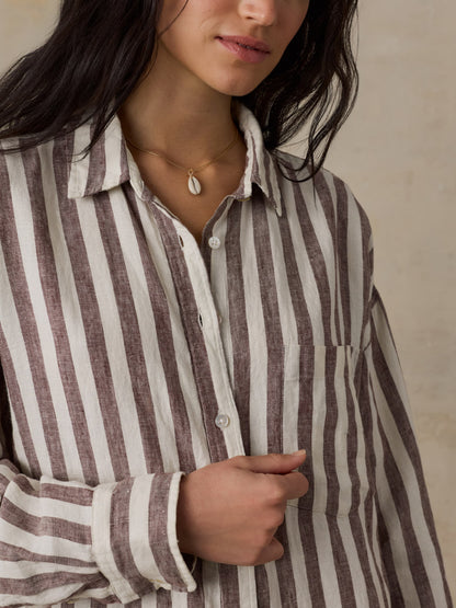 Laguna Linen Kova Shirtdress - Sandy Horizon Stripe