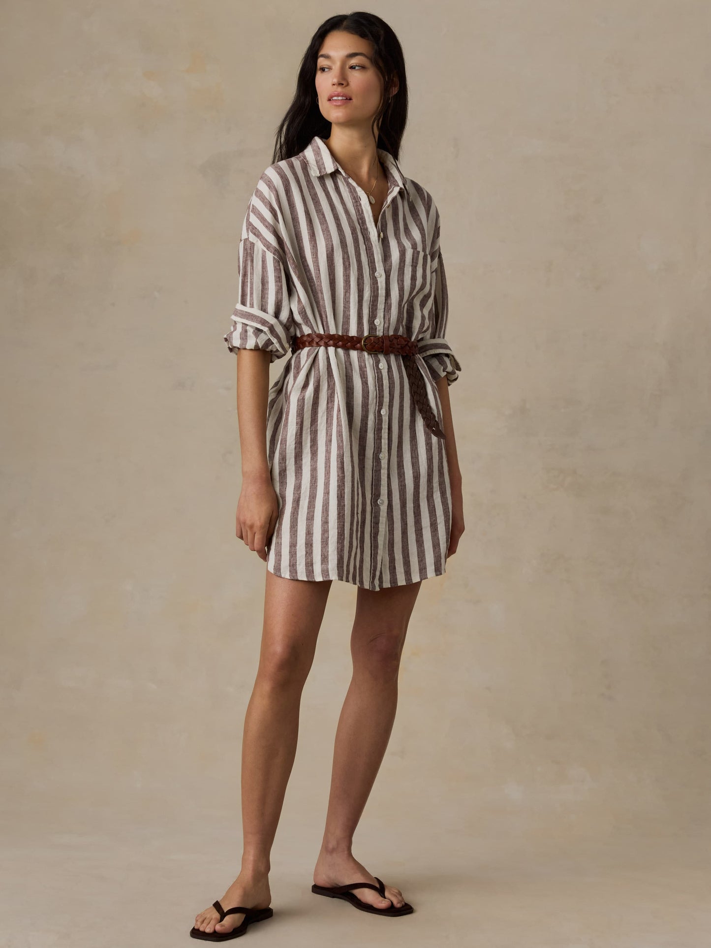 Laguna Linen Kova Shirtdress - Sandy Horizon Stripe