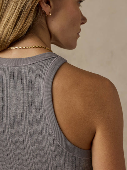 Paradise Pointelle Tank - Medium Grey Heather
