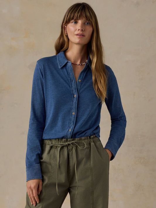 Sunwashed Knit Shirt - Medium Indigo Wash