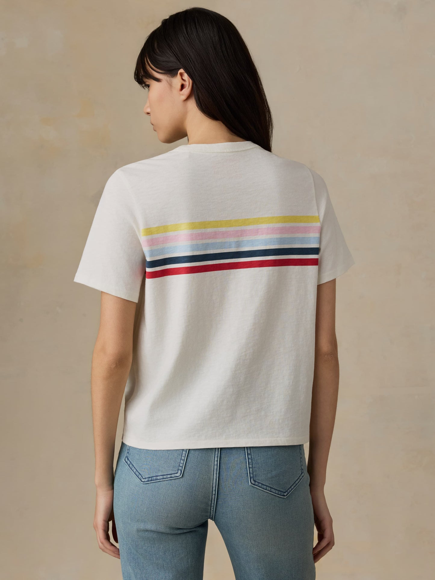 Sunwashed Regenerative Tee - Sunset Parade Stripe
