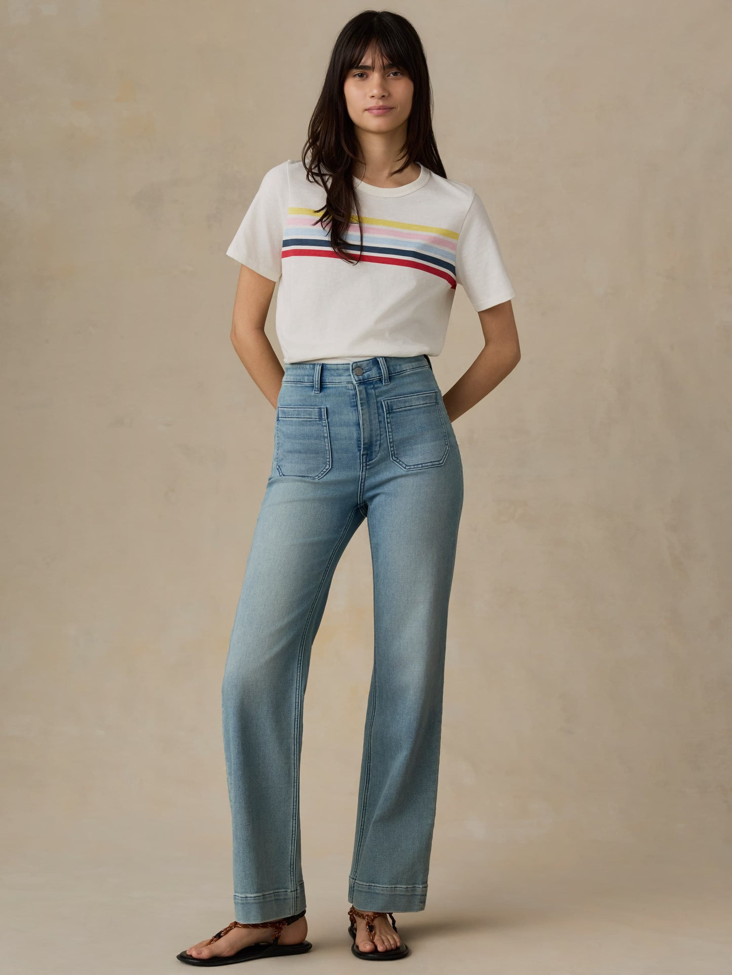 Sunwashed Regenerative Tee - Sunset Parade Stripe