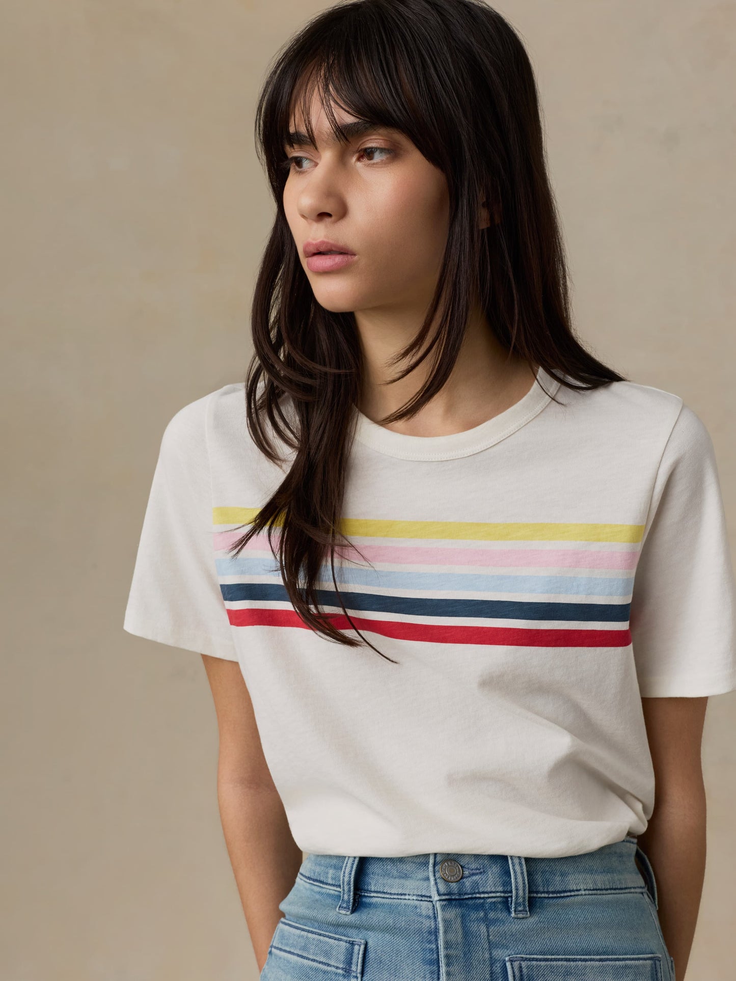Sunwashed Regenerative Tee - Sunset Parade Stripe