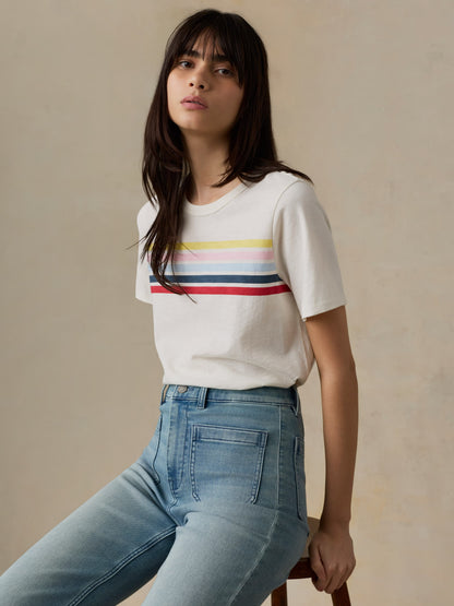 Sunwashed Regenerative Tee - Sunset Parade Stripe