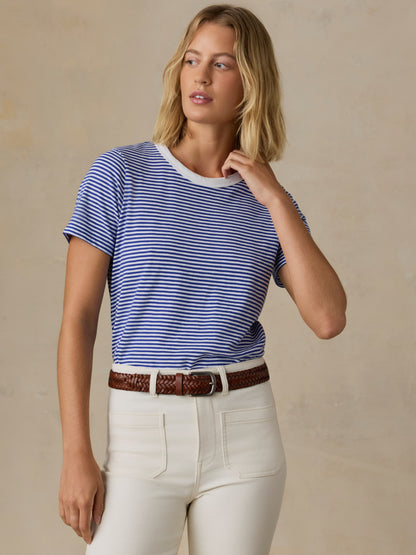 Sunwashed Regenerative Tee - Cobalt Stripe