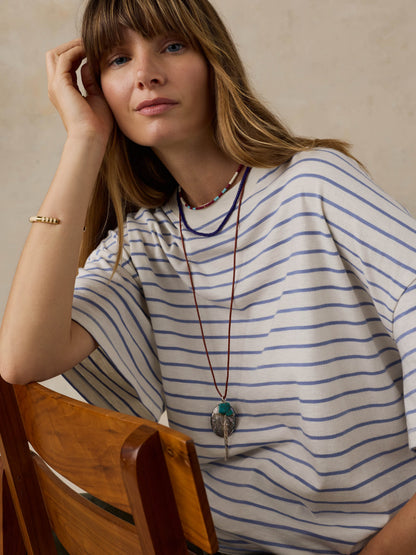 Sunwashed Boyfriend Tee - Ocean Dusk Stripe