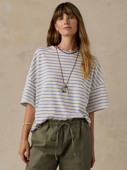 Sunwashed Boyfriend Tee - Ocean Dusk Stripe