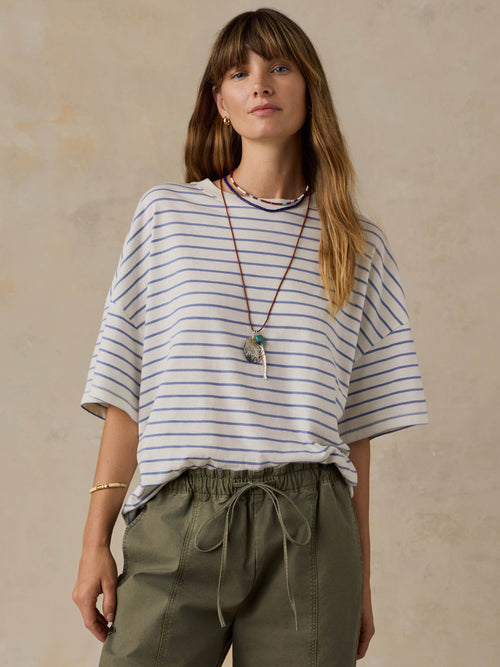 Sunwashed Boyfriend Tee - Ocean Dusk Stripe