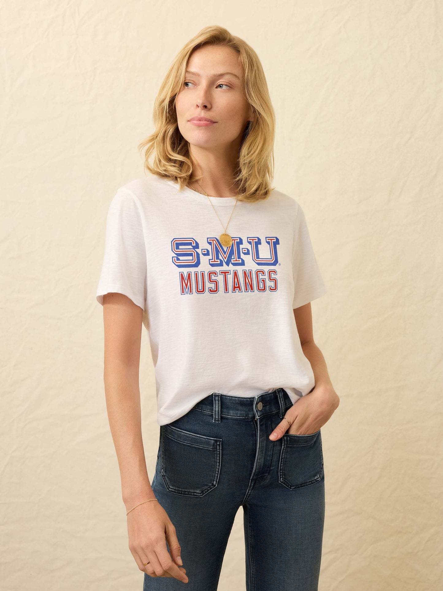 Southern Methodist University Sunwashed Essential Tee - White