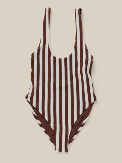 Wavebreak One Piece - Mini Cocoa Stripe