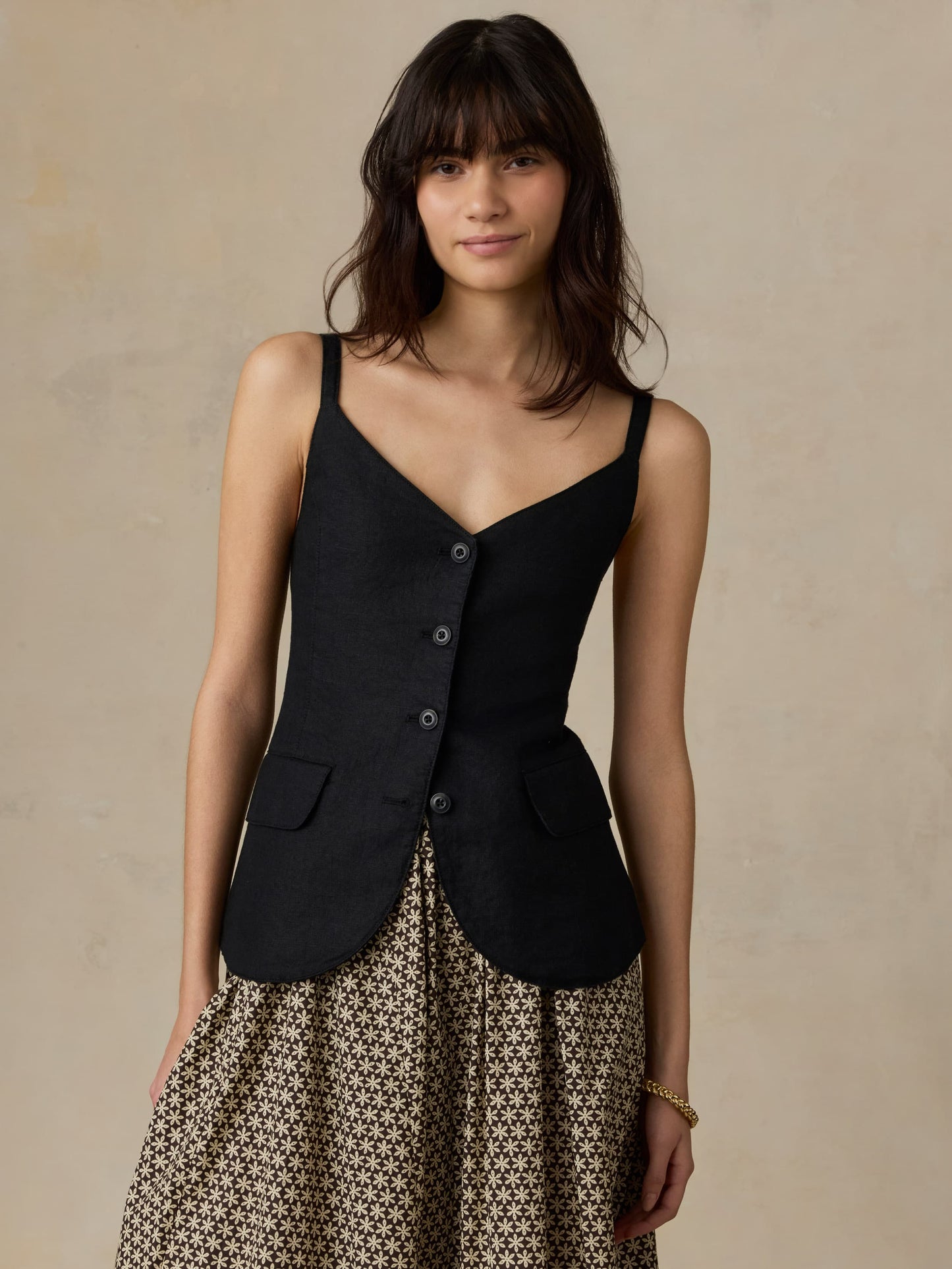 Sun Strider Linen Milo Vest - Black