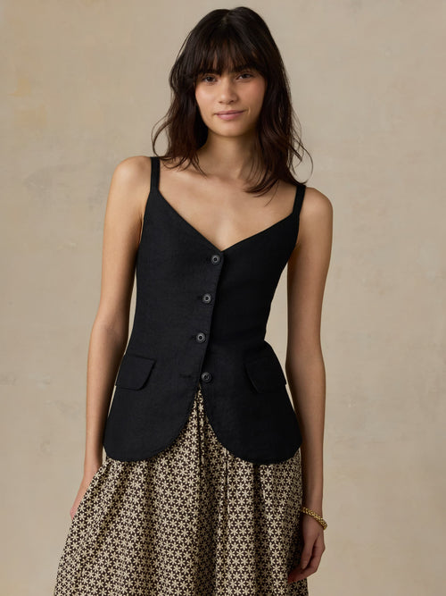 Sun Strider Linen Milo Vest - Black