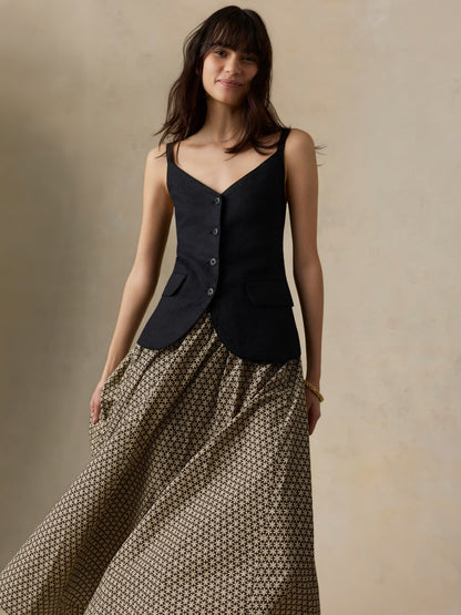 Sun Strider Linen Milo Vest - Black