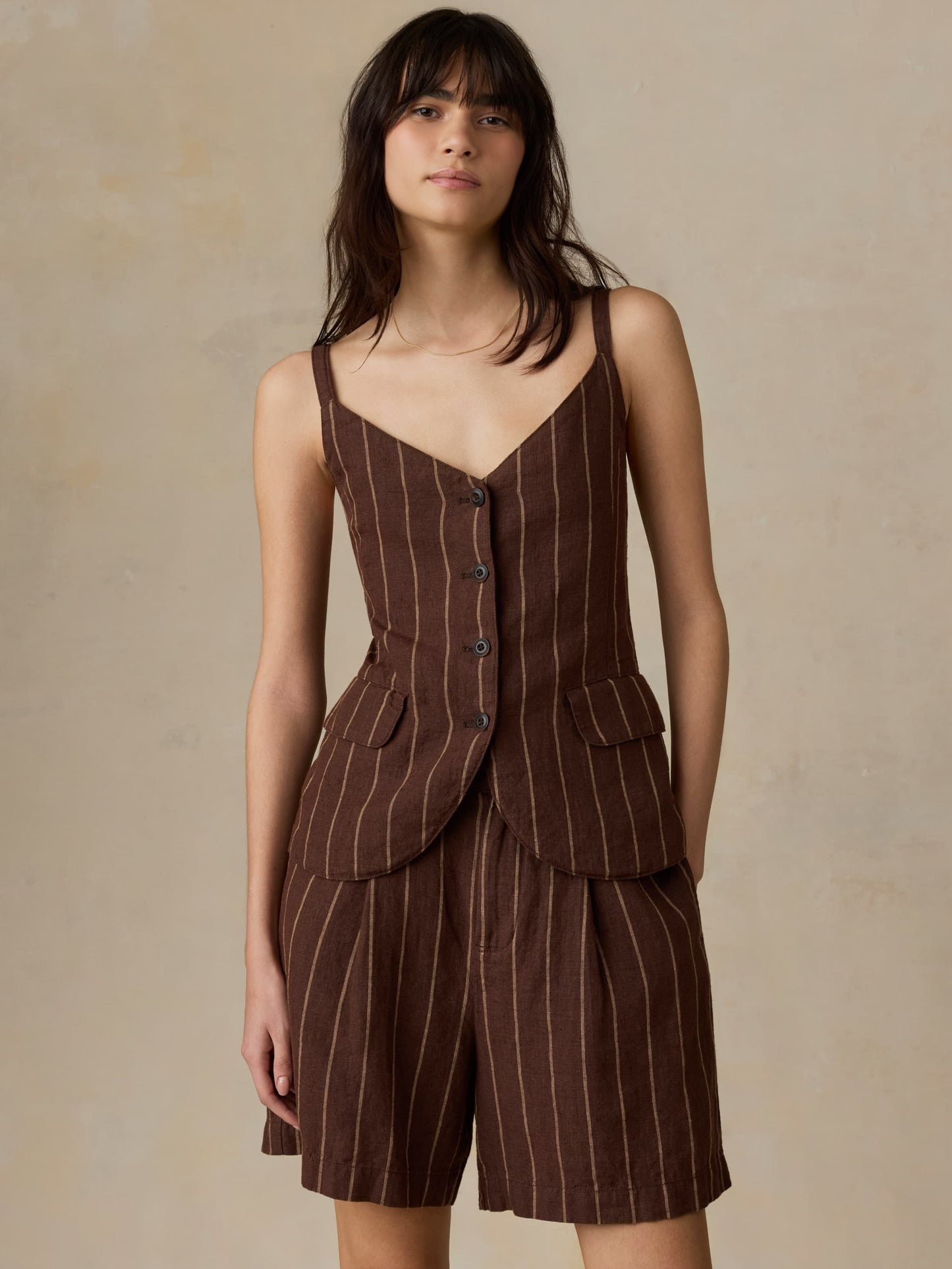 Sun Strider Linen Milo Vest - Harbor Line Stripe