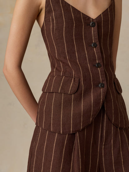 Sun Strider Linen Milo Vest - Harbor Line Stripe