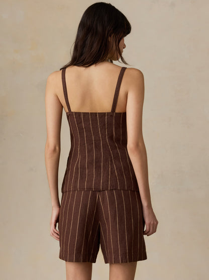 Sun Strider Linen Milo Vest - Harbor Line Stripe
