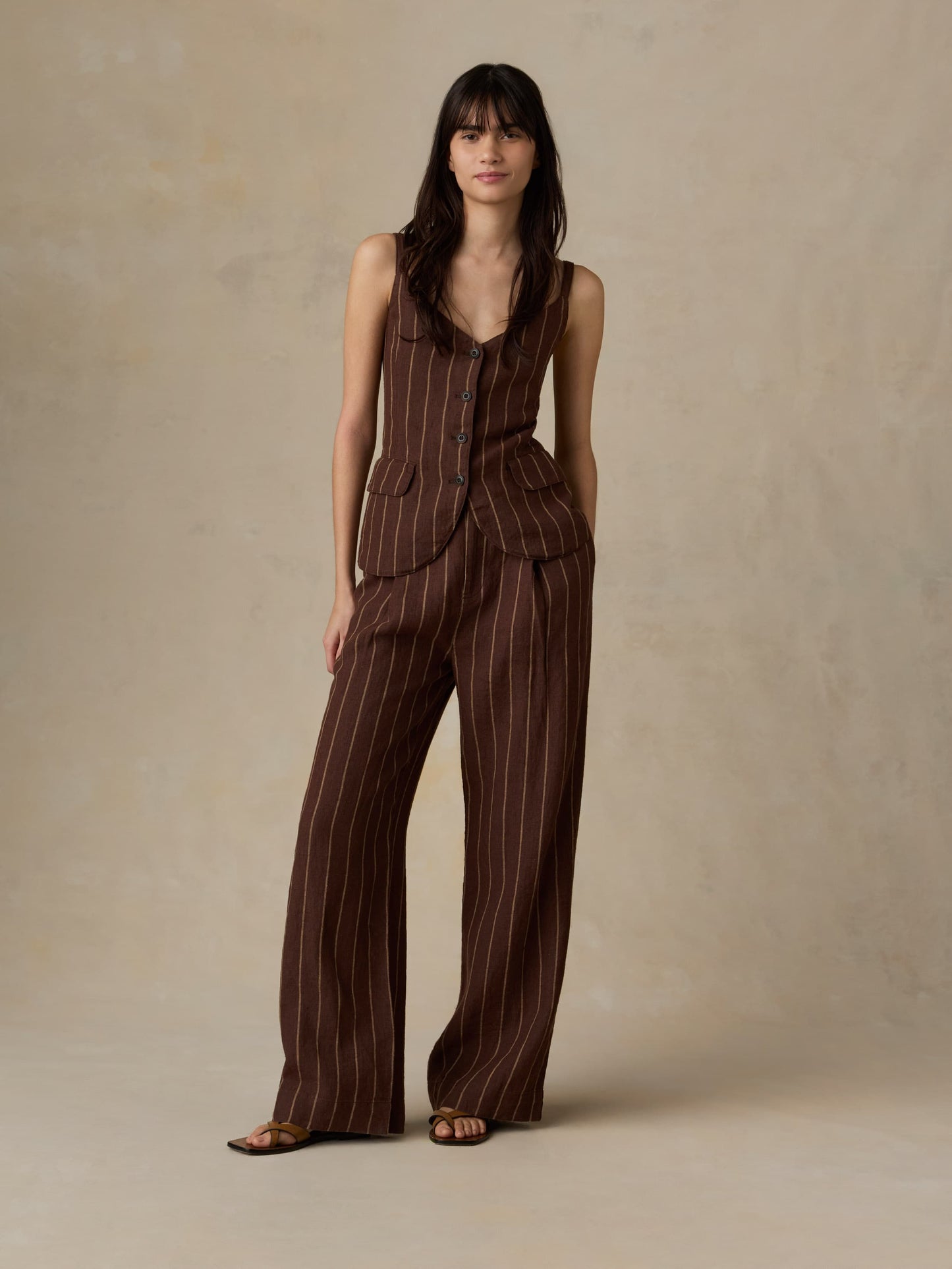 Sun Strider Linen Milo Vest - Harbor Line Stripe