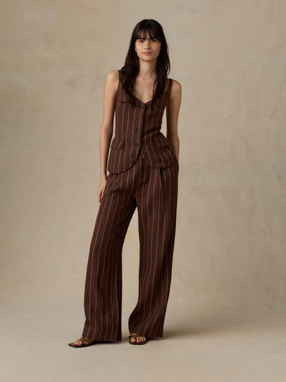 Sun Strider Linen Milo Vest - Harbor Line Stripe