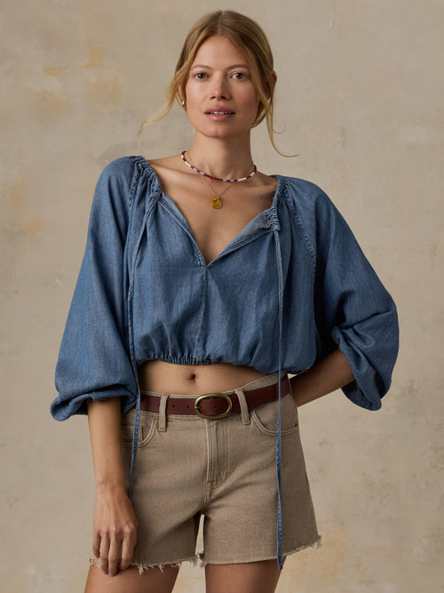 Tried & True Chambray Nera Top - River Mist Wash
