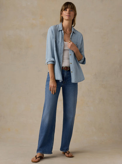 Tried & True Chambray Classic Shirt - Bluewater Stripe Wash