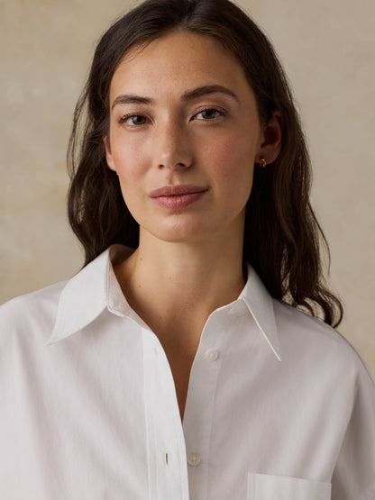 Coastal Poplin Relaxed Shirt - White