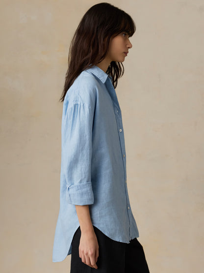 Laguna Linen Relaxed Shirt - Chambray Blue