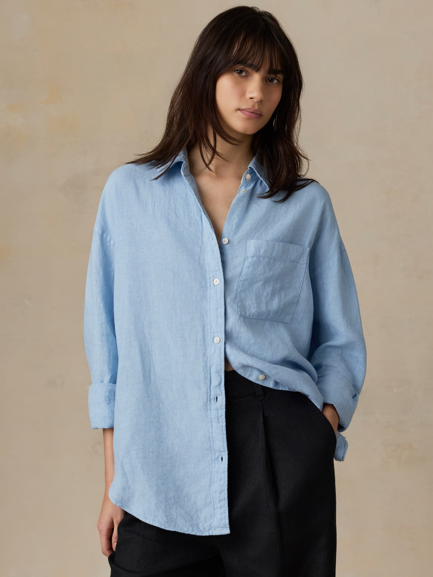 Laguna Linen Relaxed Shirt - Chambray Blue