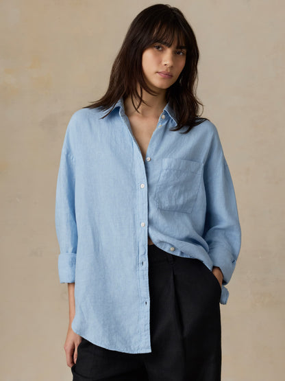 Laguna Linen Relaxed Shirt - Chambray Blue