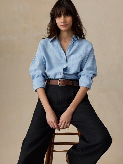 Laguna Linen Relaxed Shirt - Chambray Blue