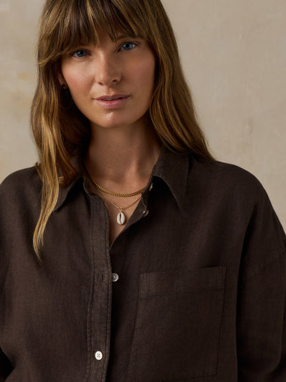 Laguna Linen Relaxed Shirt - Demitasse