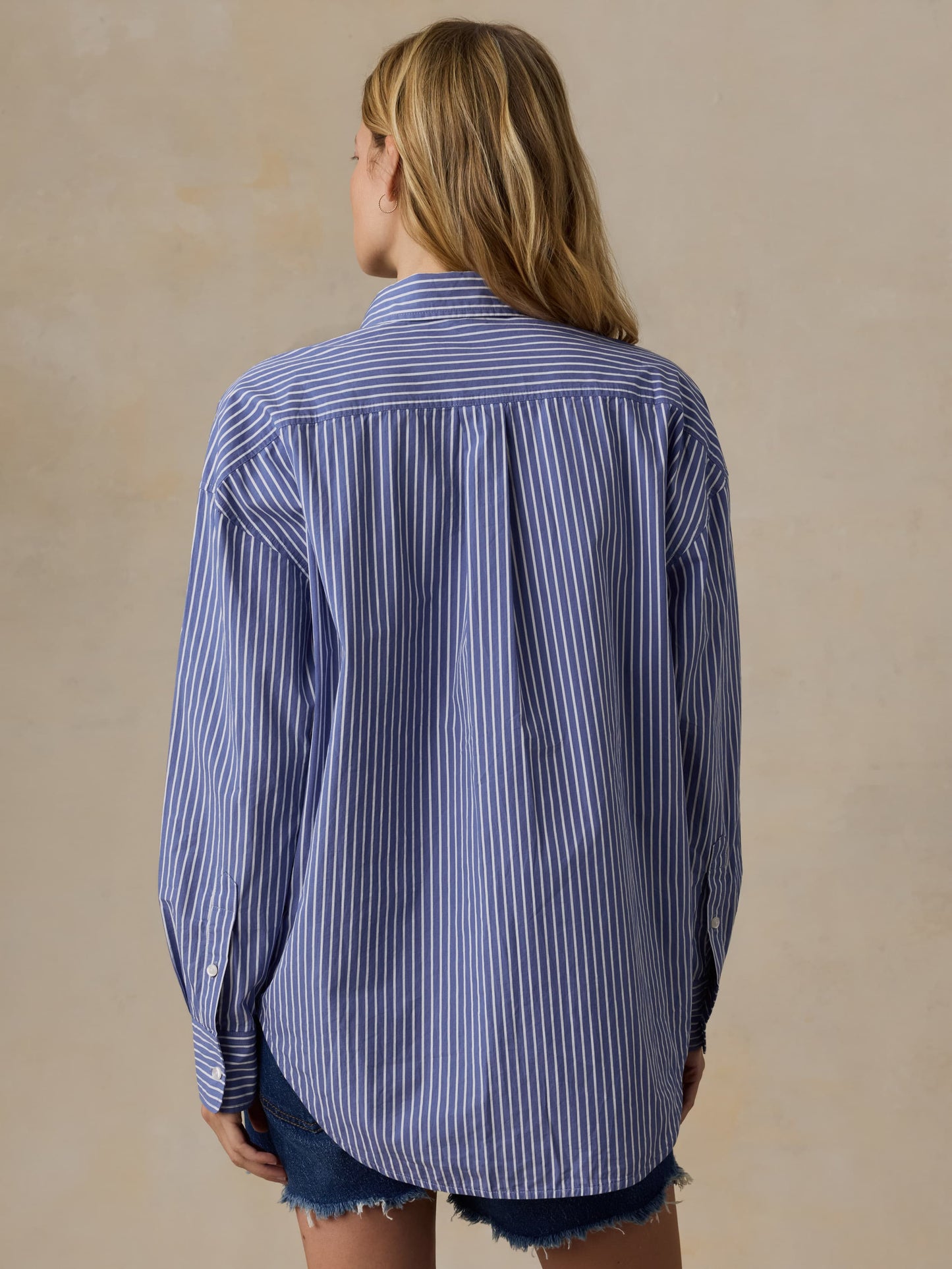Coastal Poplin Relaxed Shirt - Deepwater Stripe