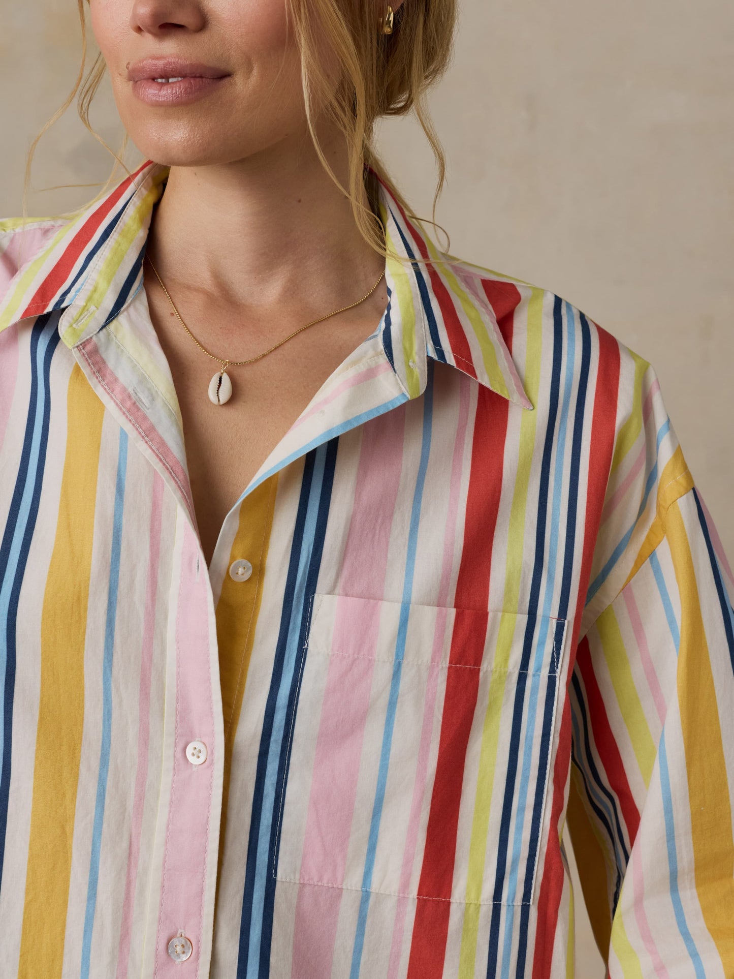 Coastal Poplin Relaxed Shirt - Sunset Parade