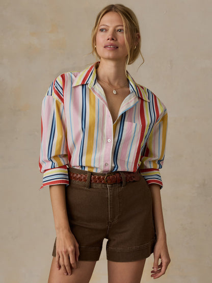 Coastal Poplin Relaxed Shirt - Sunset Parade