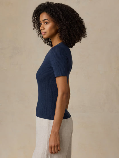 Miramar Linen Mini Rib Tee - Spellbound