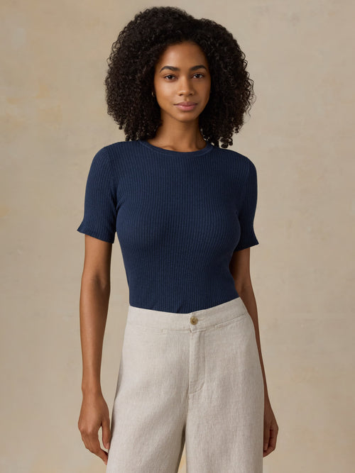 Miramar Linen Mini Rib Tee - Spellbound
