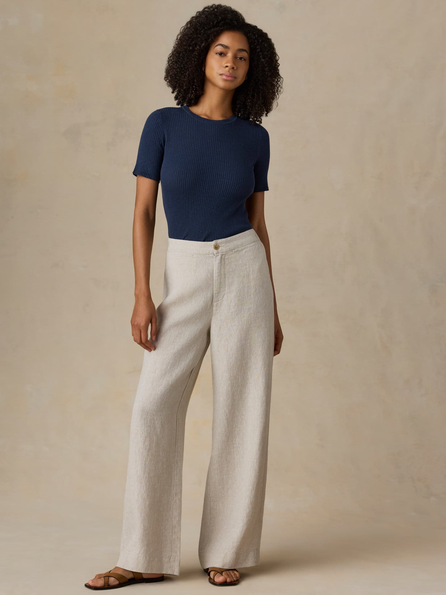 Miramar Linen Mini Rib Tee - Spellbound