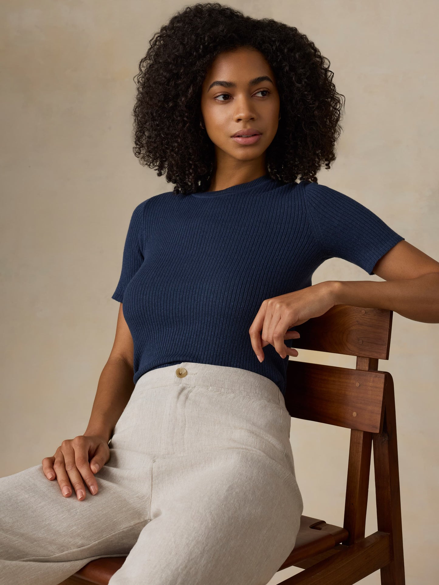Miramar Linen Mini Rib Tee - Spellbound